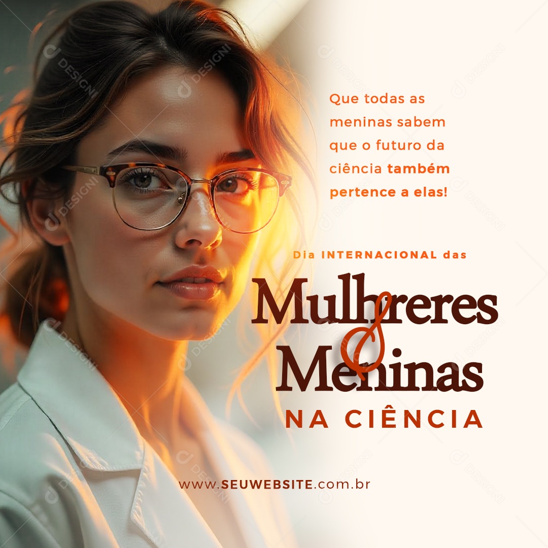 Dia Internacional das Mulheres e Meninas na Ciência 11 de Fevereiro Social Media PSD Editável