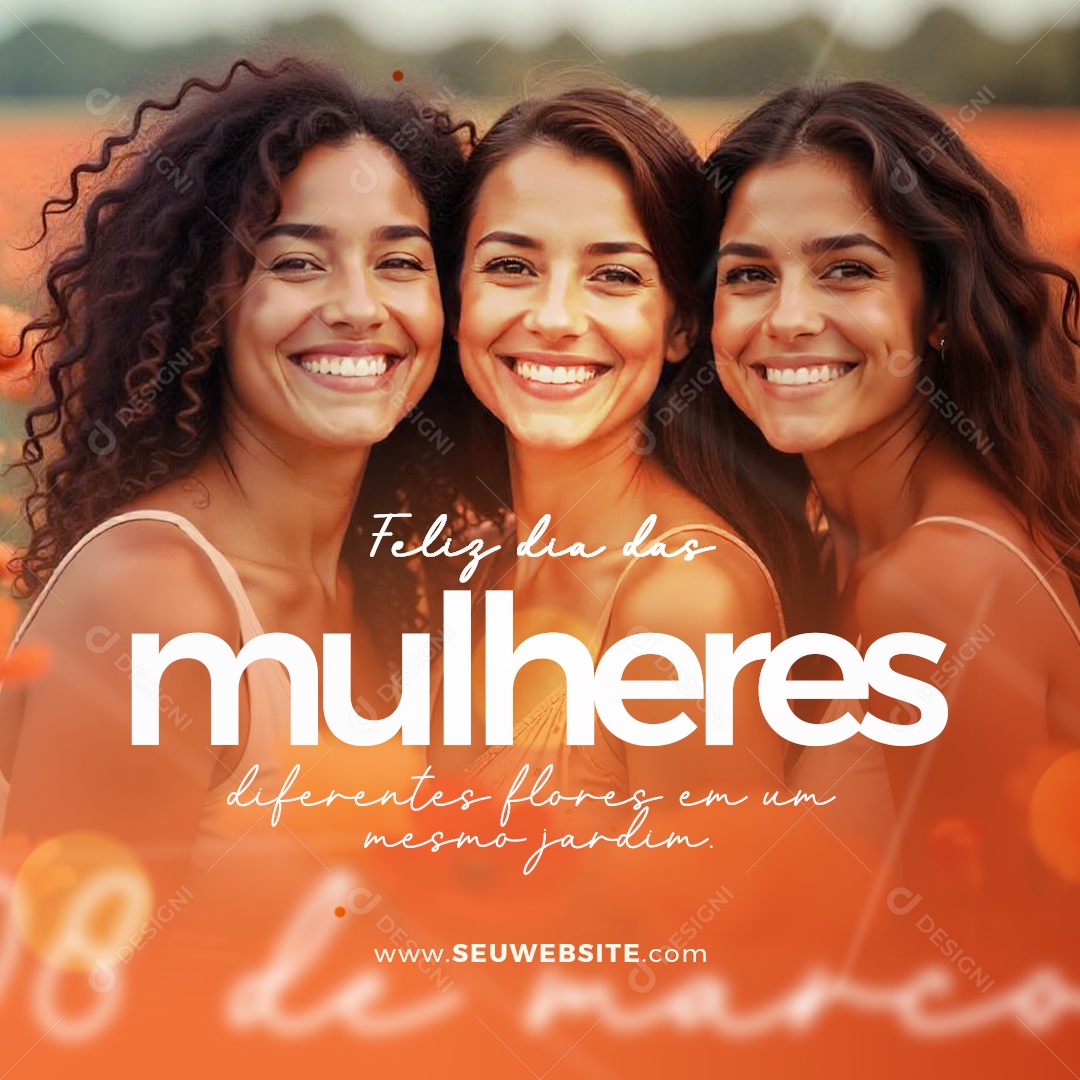 Feliz Dia Das Mulheres 08 de Março Social Media PSD Editável