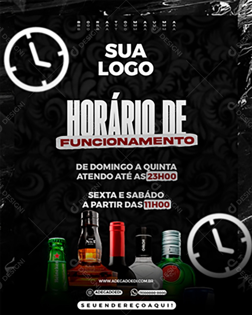 Horário de Funcionamento Social Media PSD Editável