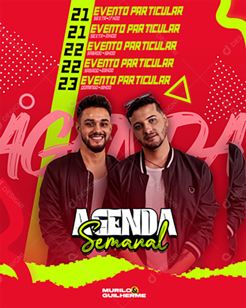 Feed Flyer Agenda Semanal Social Media PSD Editável