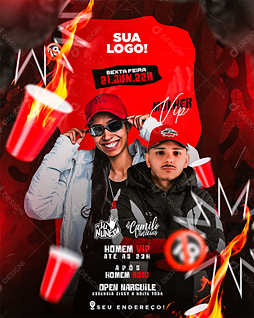Feed Flyer Baile Funk Social Media PSD Editável