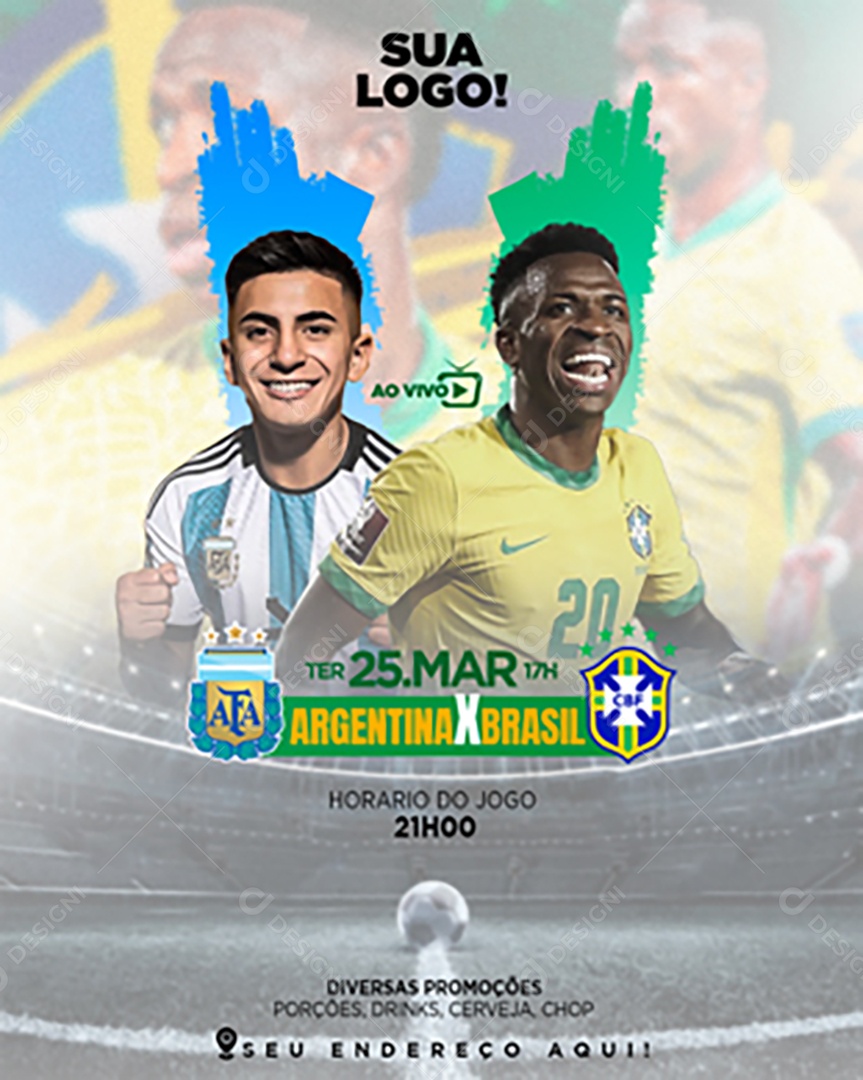 Flyer Jogo De Futebol Social Mídia PSD Editável