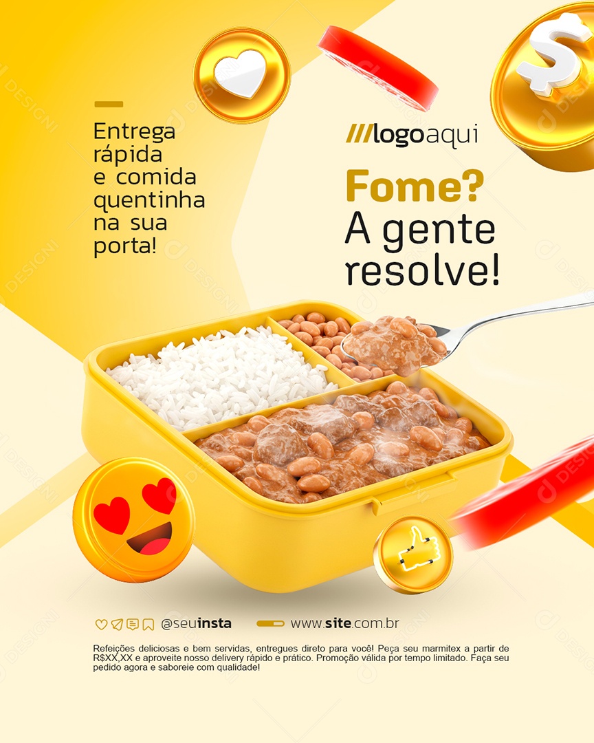 Marmitex Fome Social Media PSD Editável