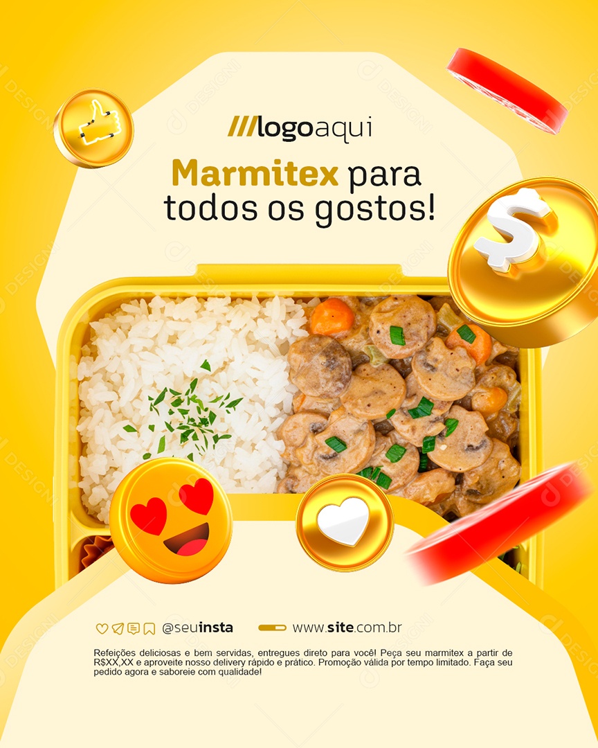 Marmitex para Todos os Gostos Social Media PSD Editável