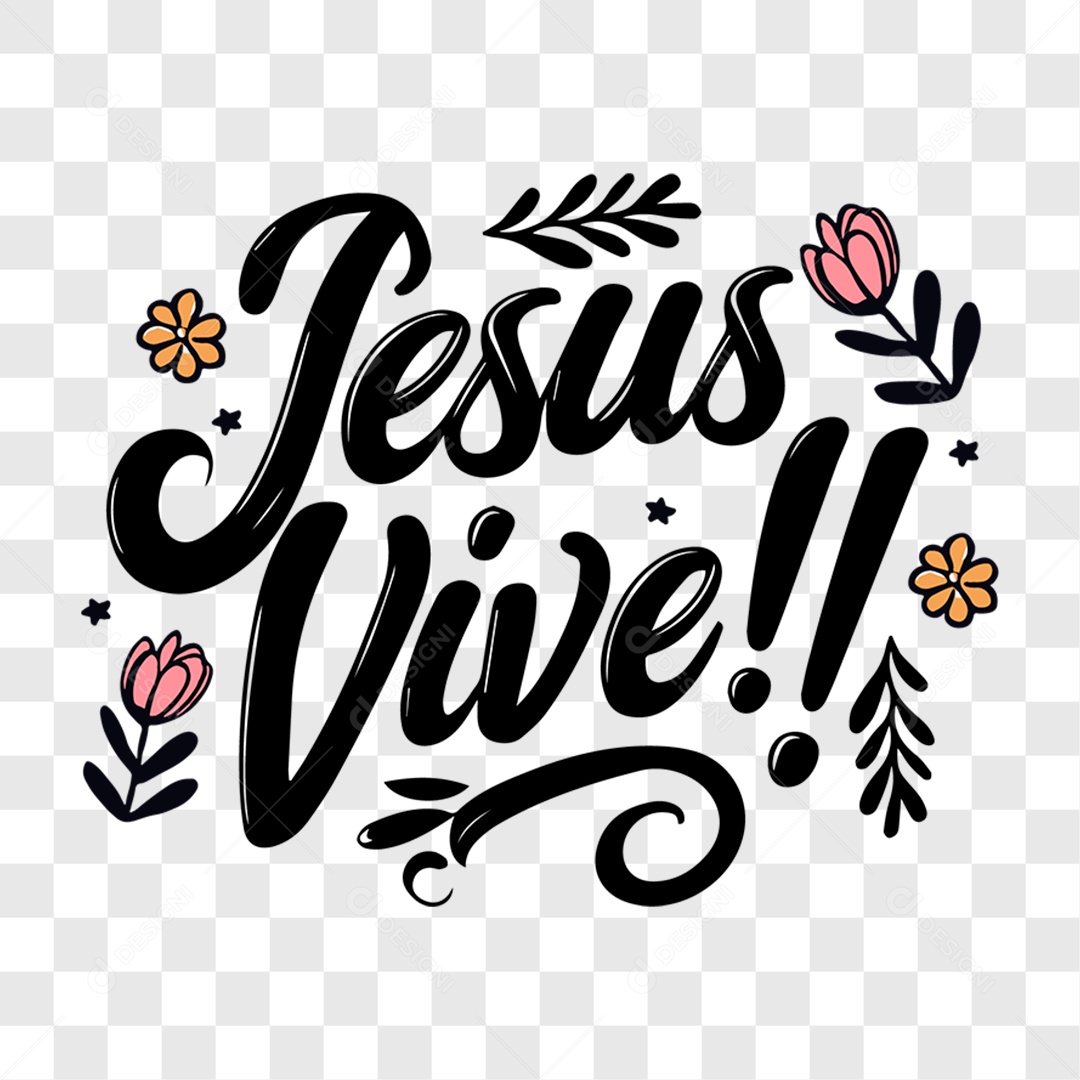Lettering Páscoa Jesus Vive EPS + PNG