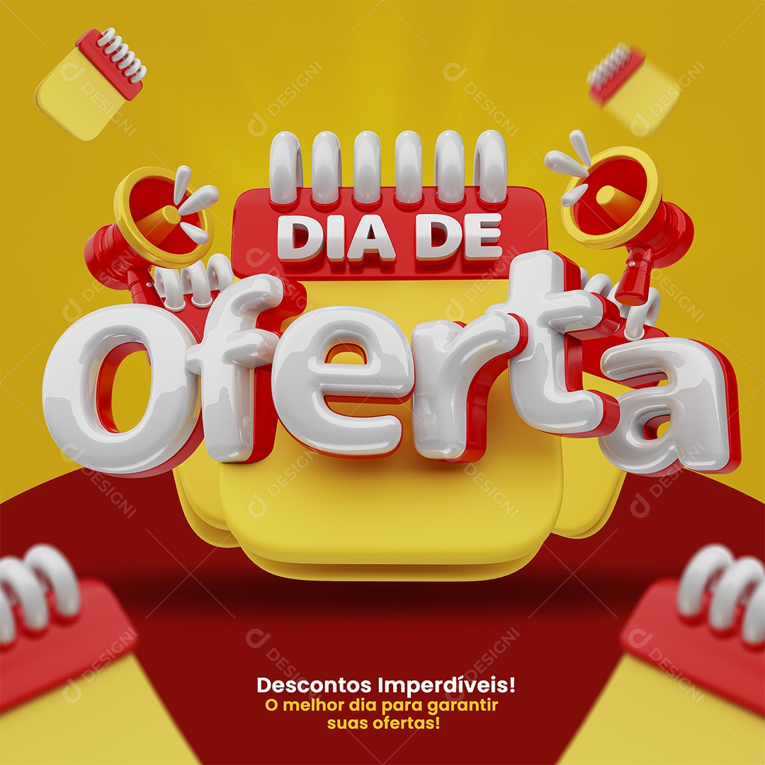Dia De Oferta Selo 3D Vermelho e Branco para Composição PSD