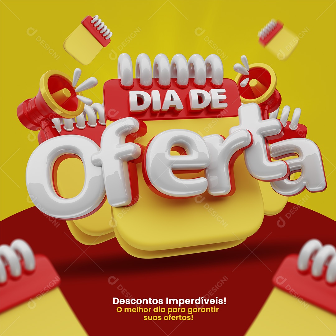 Dia De Oferta Selo 3D Vermelho e Branco para Composição PSD