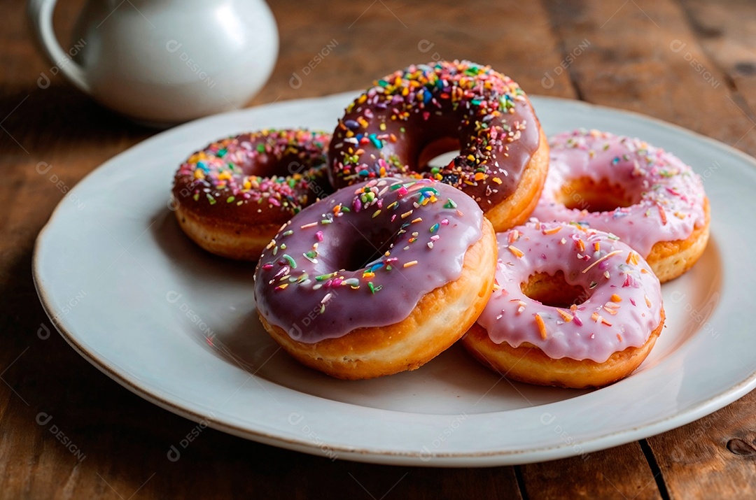 A imagem mostra donuts, que são um tipo de pastel feito de massa frita fermentada