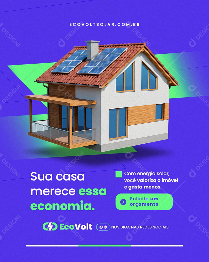 Energia Solar Sua Casa Merece Essa Economia Social Media PSD Editável