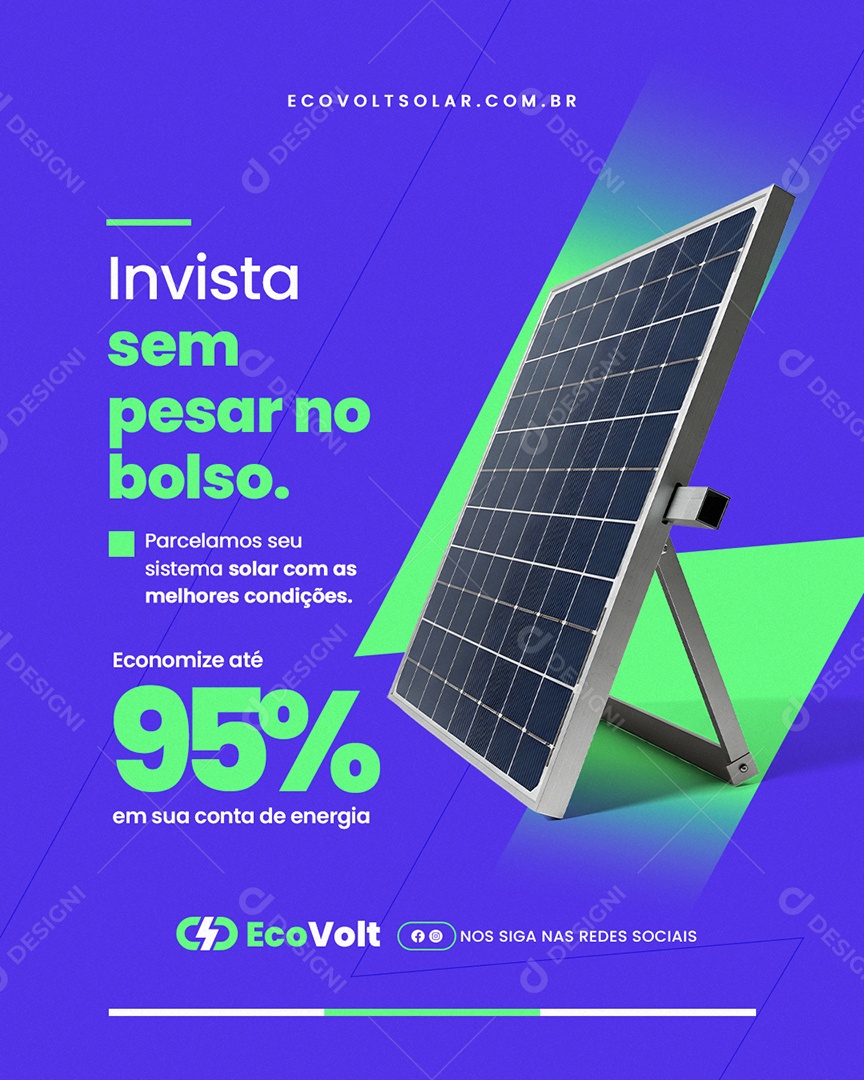 Energia Solar Invista Sem Pesar no Bolso Social Media PSD Editável