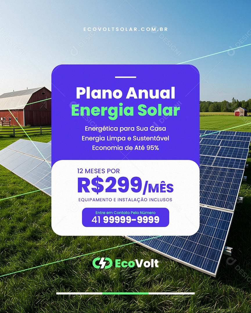 Energia Solar Plano Anual Social Media PSD Editável