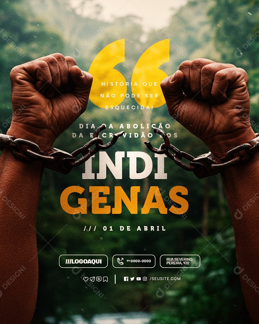 Dia Da Abolição Da Escravidão Dos Índios 04 De Abril Social Media PSD Editável