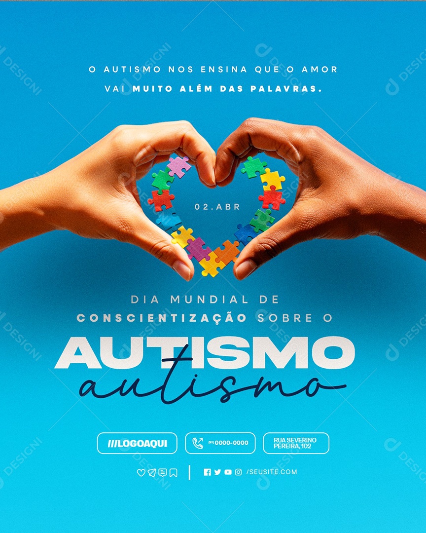 Dia Mundial da Conscientização do Autismo 02 de Abril Social Media PSD Editável