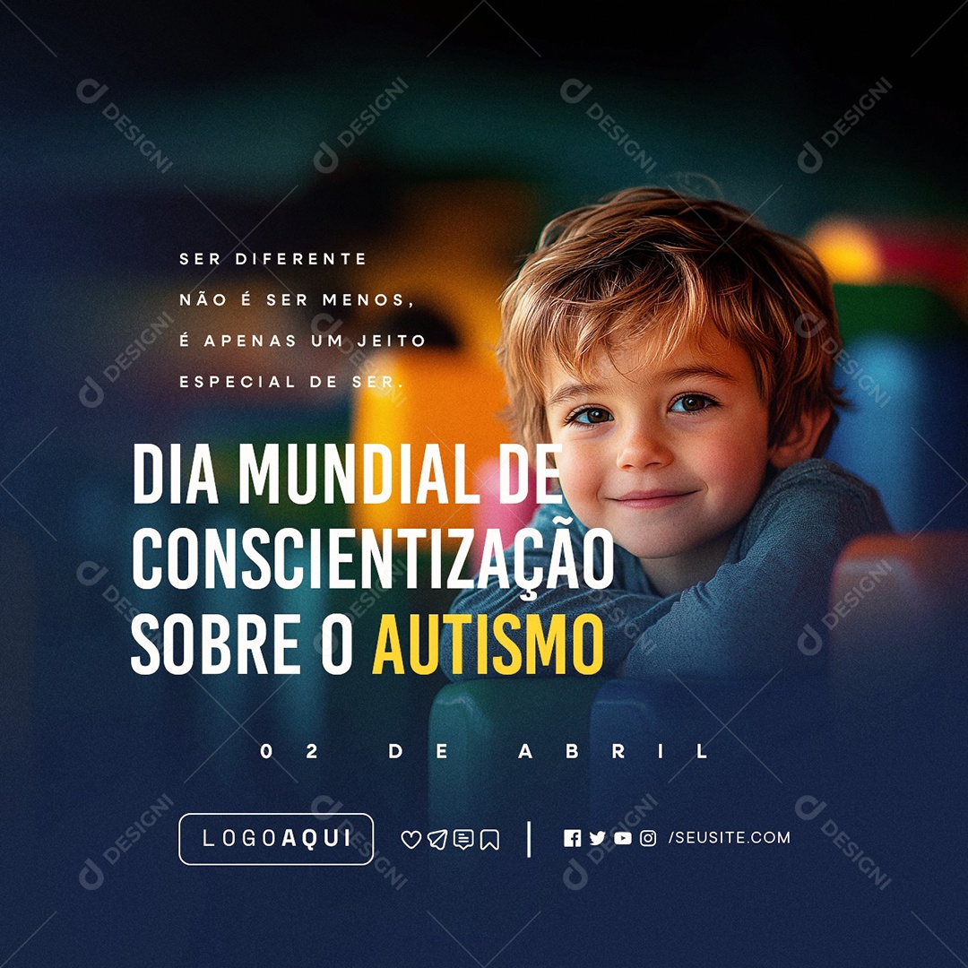Dia Mundial da Conscientização do Autismo 02 de Abril Social Media PSD Editável