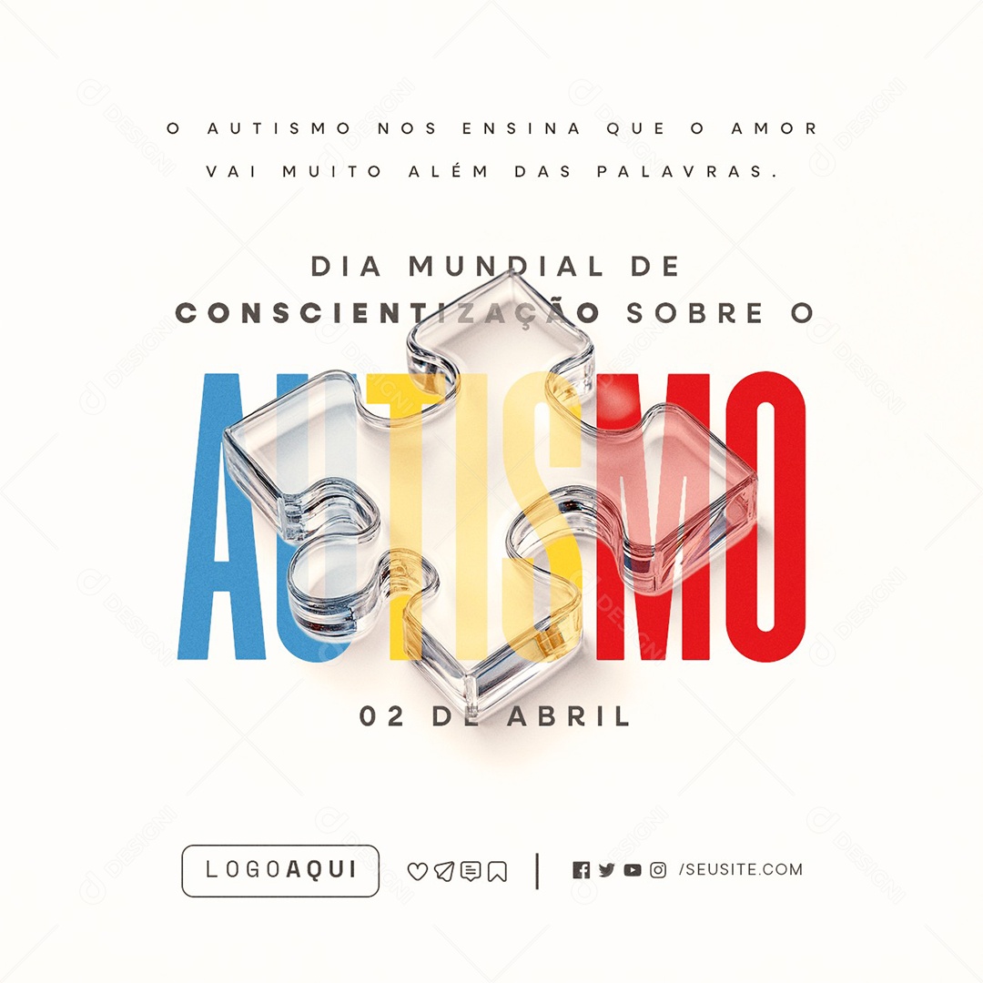 Dia Mundial da Conscientização do Autismo 02 de Abril Social Media PSD Editável