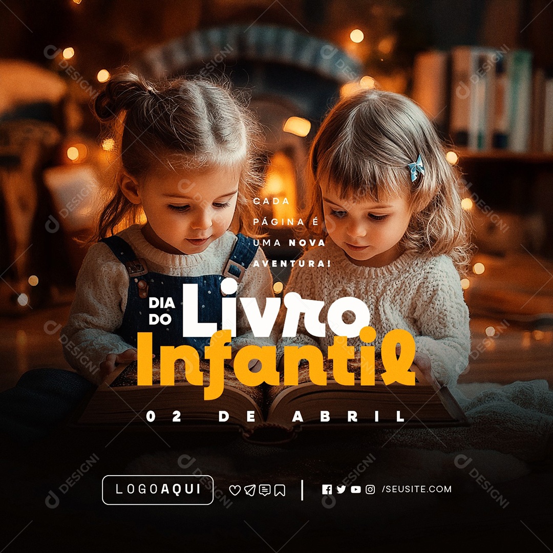Dia do Livro Infantil 02 de Abril Social Media PSD Editável