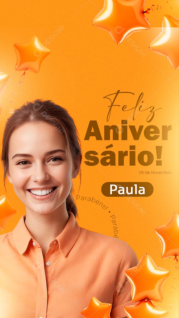 Feliz Aniversário Parabéns Paula Social Media PSD Editável