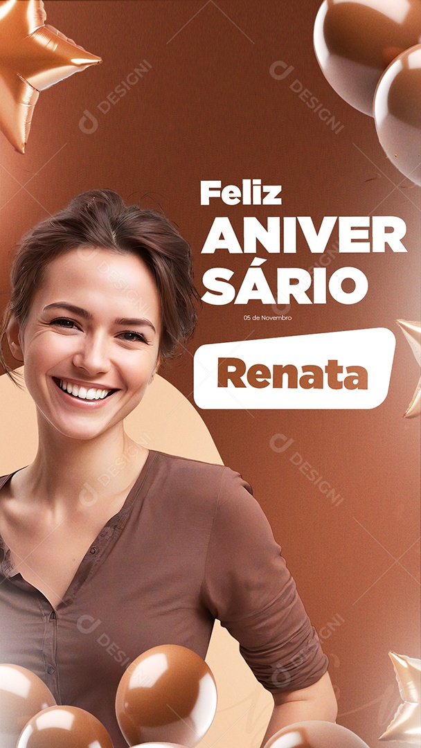 Feliz Aniversário Parabéns Renata Social Media PSD Editável