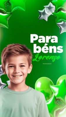 Feliz Aniversário Parabéns Lorenzo Social Media PSD Editável