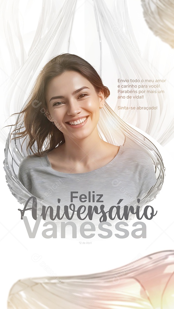 Feliz Aniversário Parabéns Vanessa Social Media PSD Editável