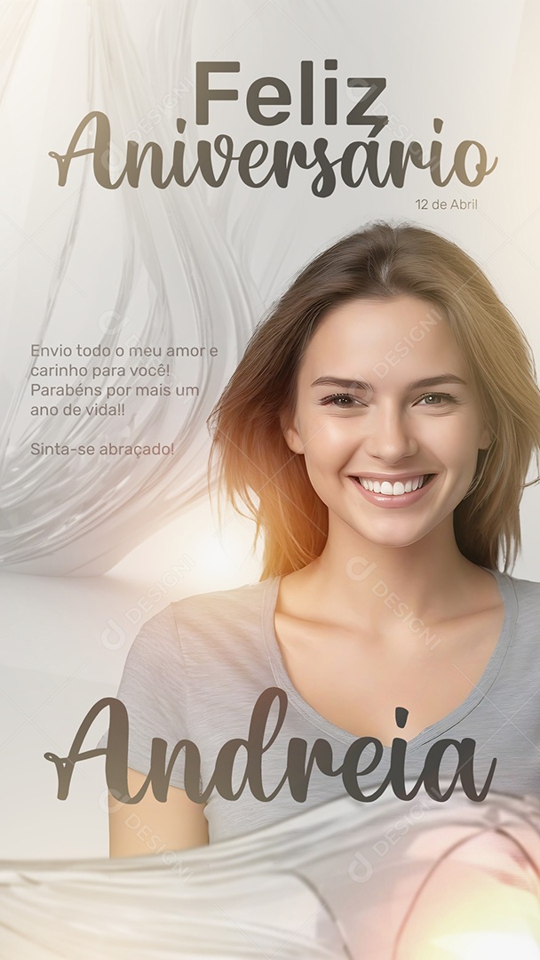 Feliz Aniversário Parabéns Andreia Social Media PSD Editável