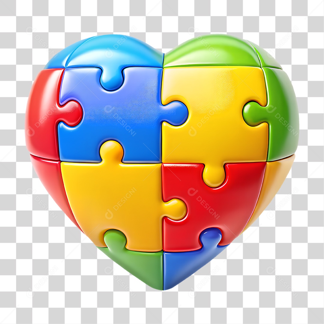 Coração de Quebra-Cabeça Autismo PNG Transparente