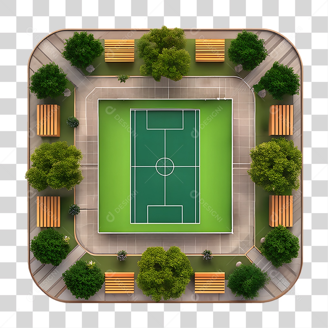 Ícone de Praça com Quadra de Futebol PNG Transparente