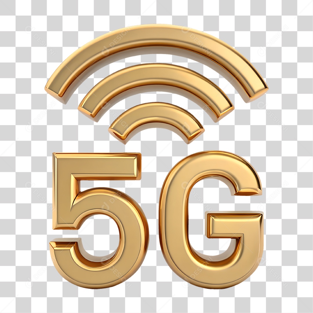 Elemento 3D Sinal 5G PNG Transparente