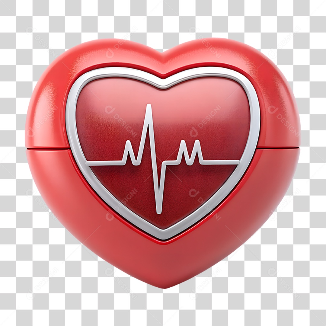 Ícone de Coração com Batimento Cardíaco PNG Transparente