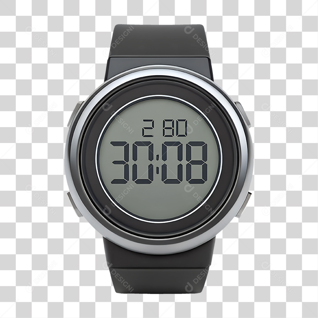 Relógio Digital com Contador de Passos PNG Transparente