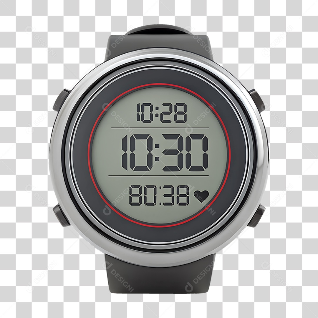 Relógio Digital com Leitor de Batimento Cardíaco PNG Transparente