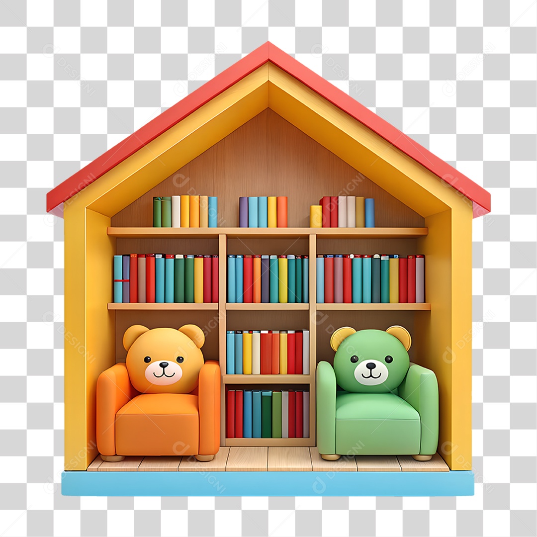 Biblioteca Infantil com Poltronas PNG Transparente