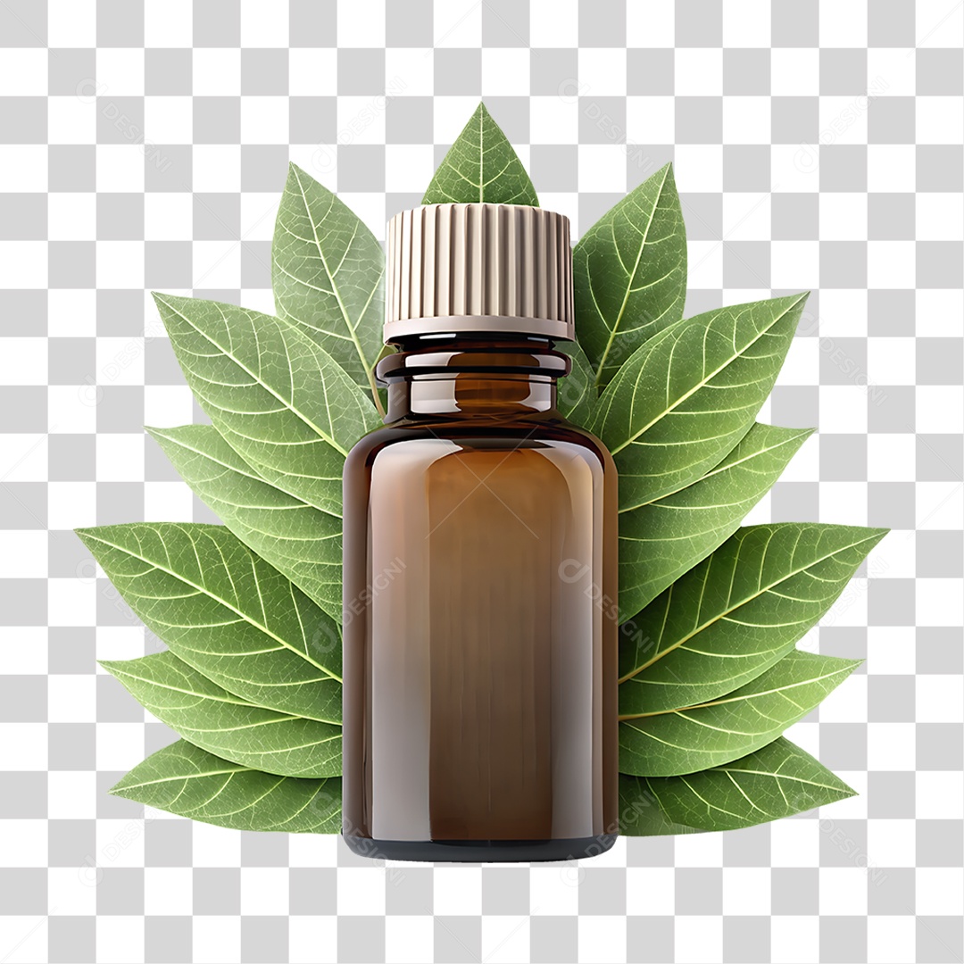 Pote de Remédio com Folhas  PNG Transparente