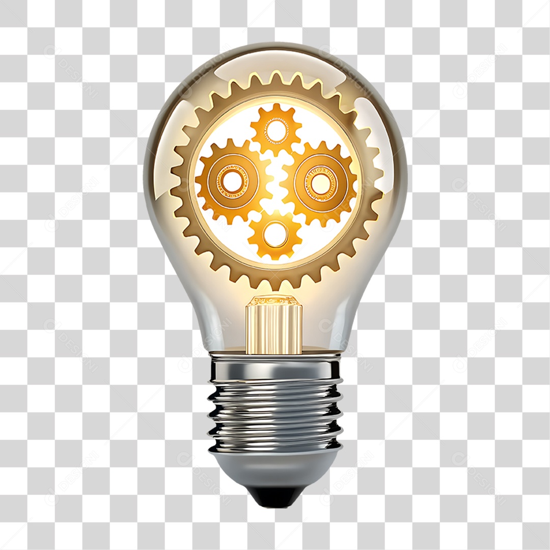 Ícone de Inovação Lâmpada com Engrenagens PNG Transparente