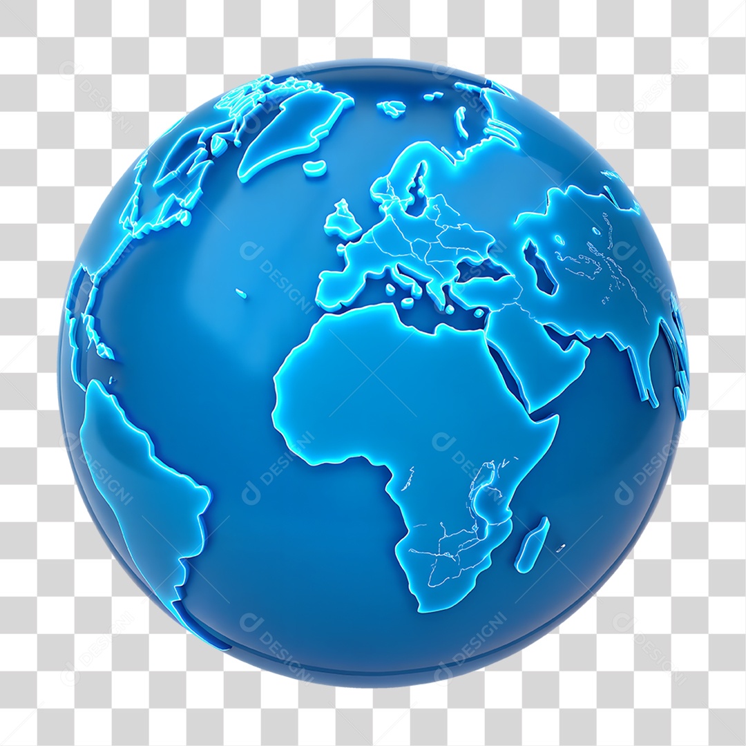 Globo Terrestre com Neon PNG Transparente