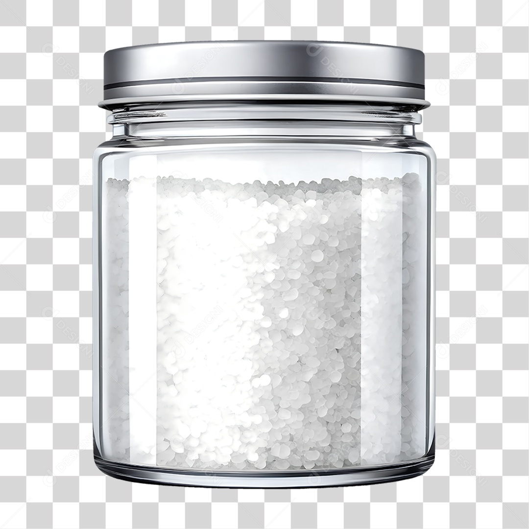 Pote de Vidro com Sal Grosso PNG Transparente