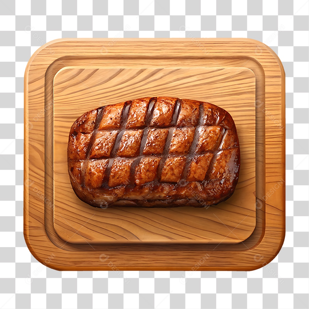 Tábua de Madeira com Carne Assada PNG Transparente