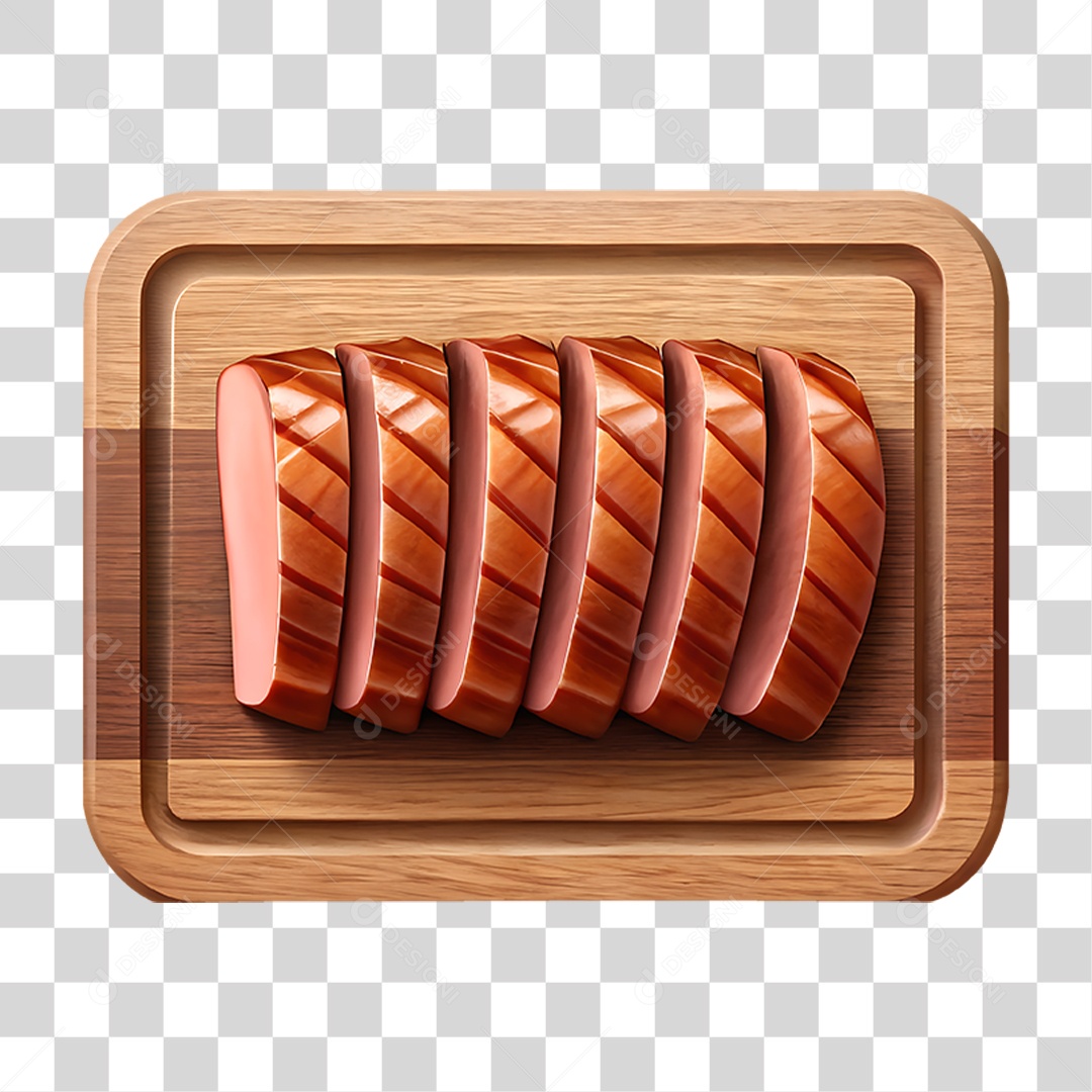Tábua de Madeira com Carne Fatiada PNG Transparente