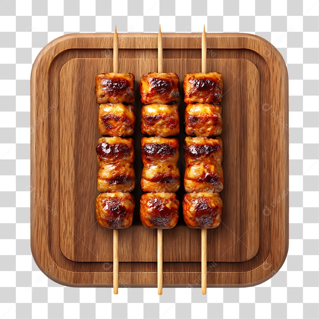 Tábua de Madeira com Espetinhos PNG Transparente