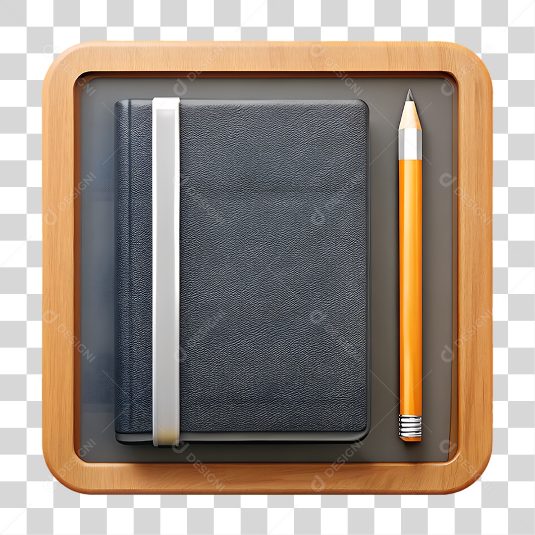 Ícone de Caderno e Lápis em uma Lousa PNG Transparente