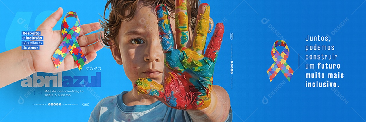 Carrossel Abril Azul Juntos Podemos Construir um Futuro Social Media PSD Editável