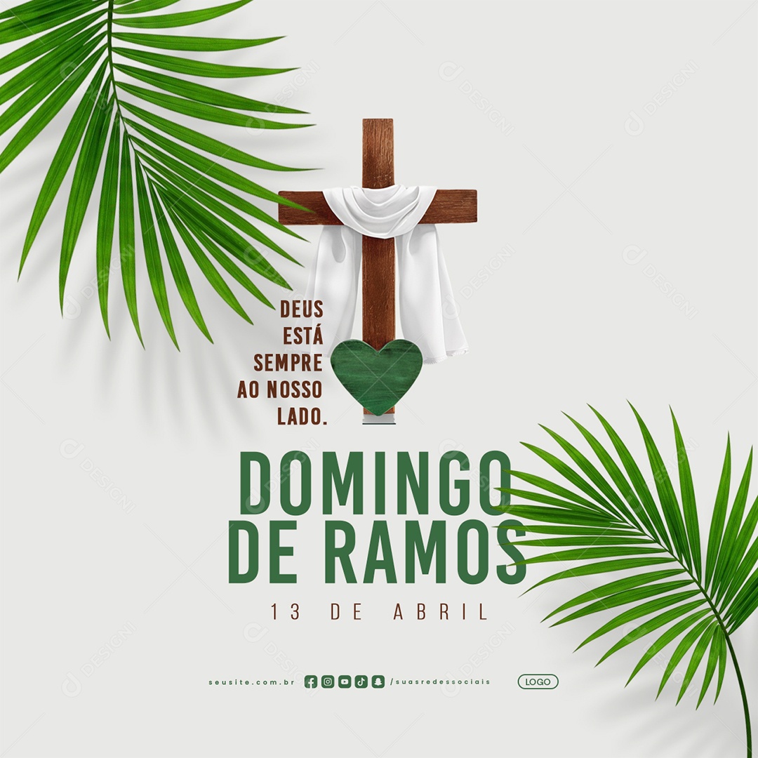Domingo de Ramos 13 de Abril Hosana Social Media PSD Editável