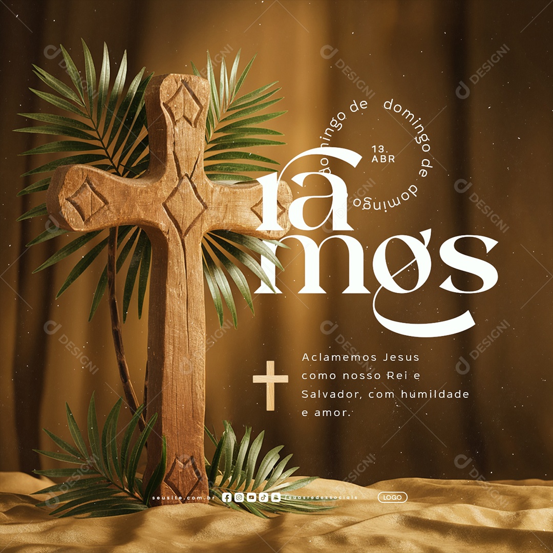Domingo de Ramos 13 de Abril Hosana Social Media PSD Editável