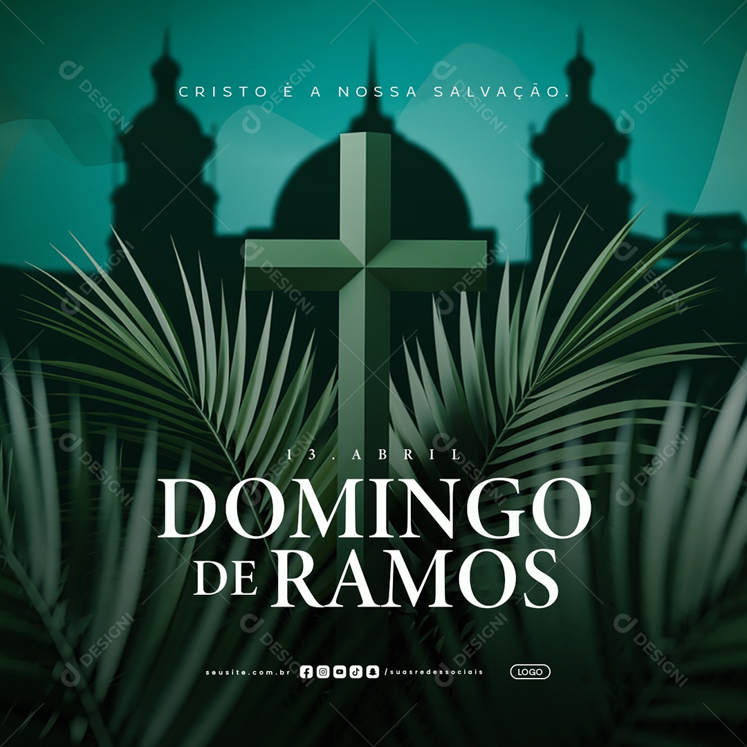 Domingo de Ramos 13 de Abril Hosana Social Media PSD Editável