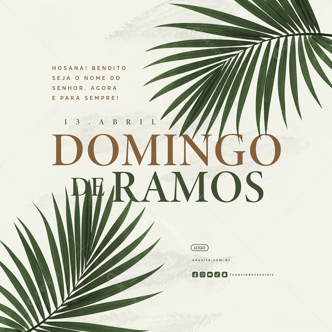 Domingo de Ramos 13 de Abril Hosana Social Media PSD Editável