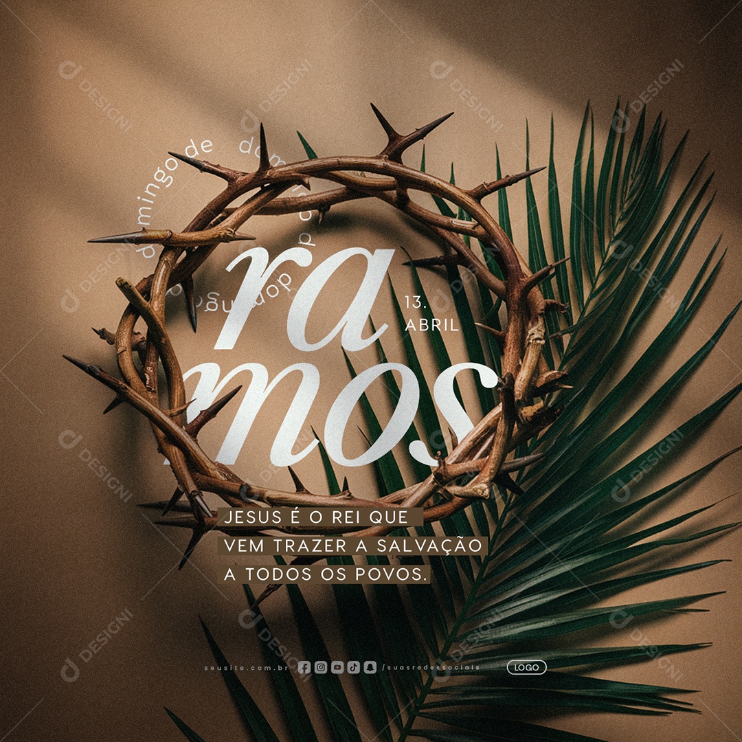 Domingo de Ramos 13 de Abril Hosana Social Media PSD Editável