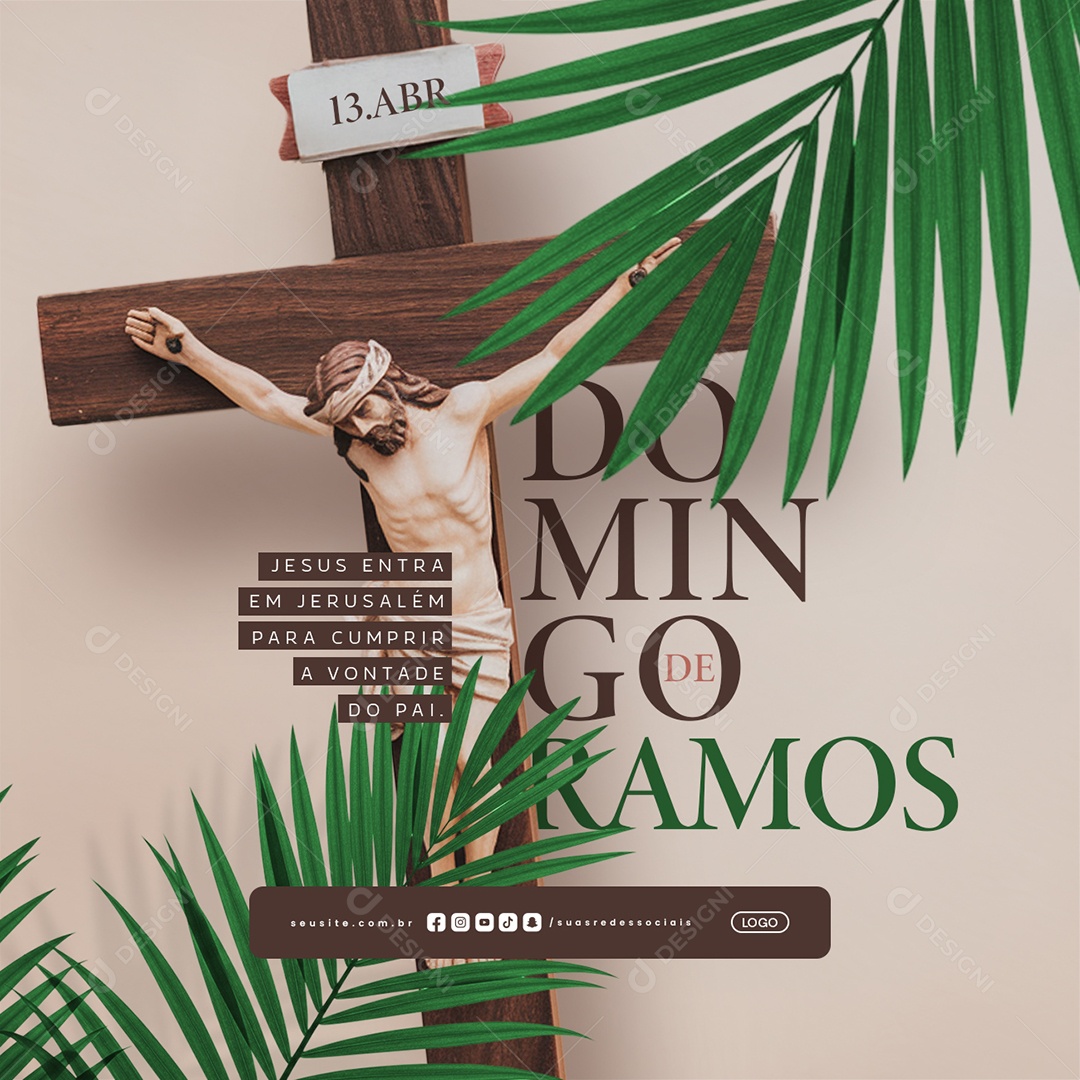Domingo de Ramos 13 de Abril Hosana Social Media PSD Editável