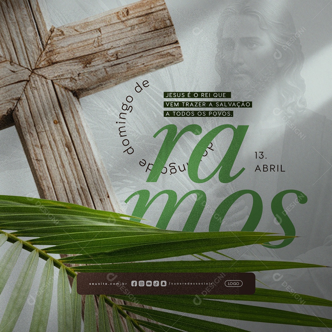 Domingo de Ramos 13 de Abril Hosana Social Media PSD Editável