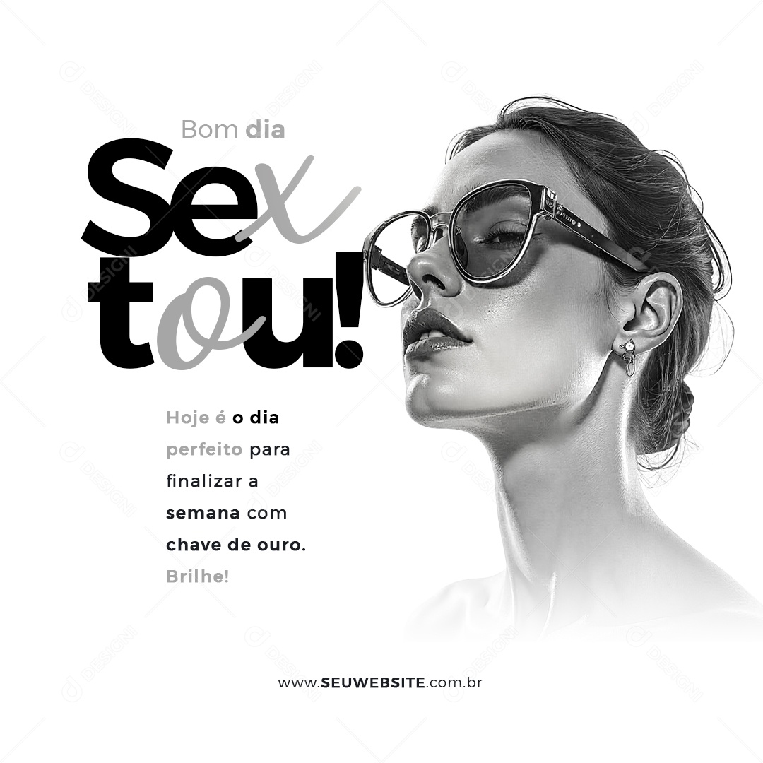 Sextou Bom Dia Frase Motivacional Social Media PSD Editável