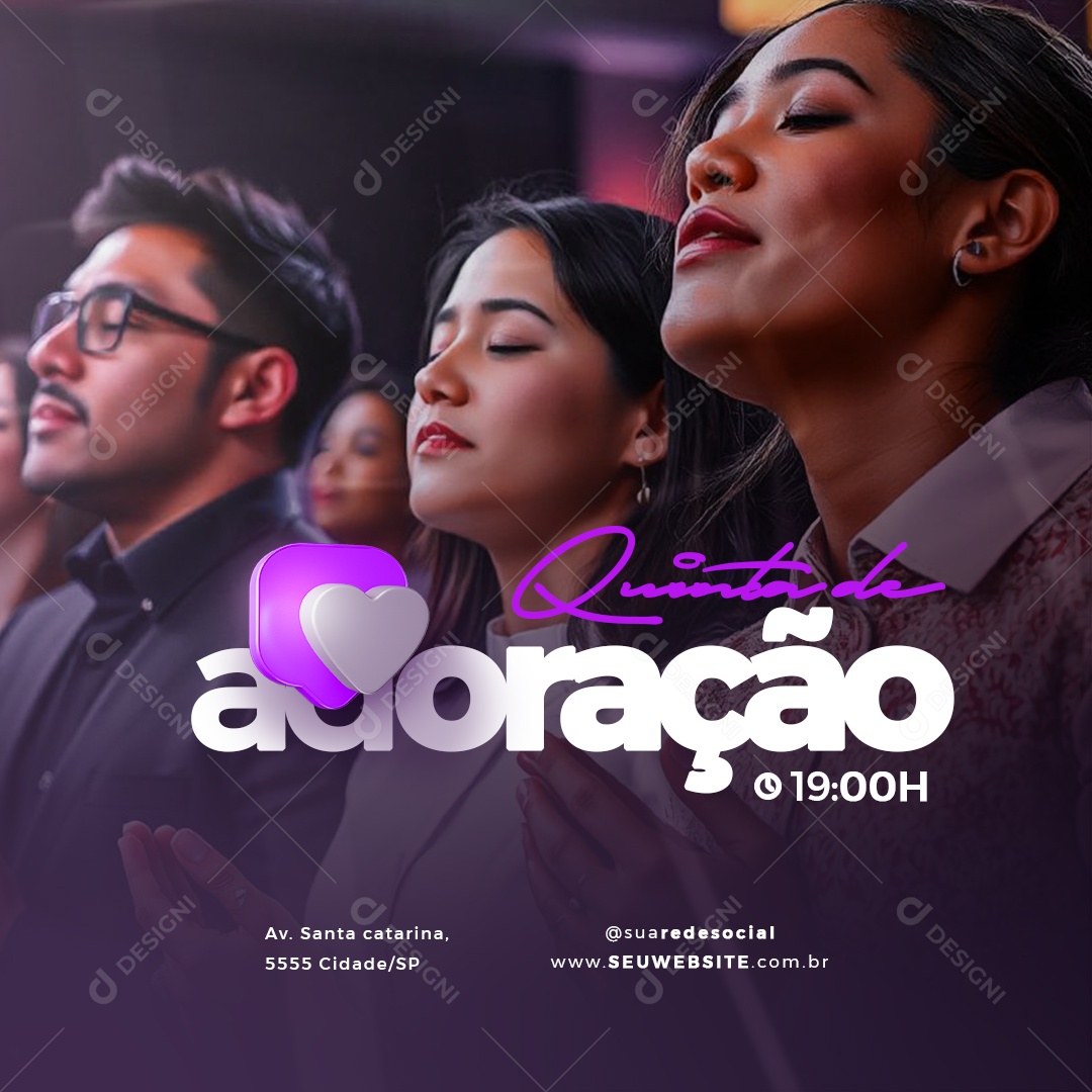 Gospel Quinta de Oração Social Media PSD Editável